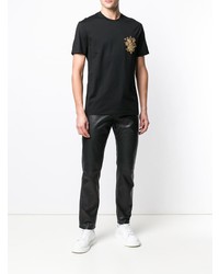 T-shirt à col rond orné noir Versace