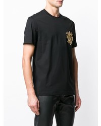 T-shirt à col rond orné noir Versace