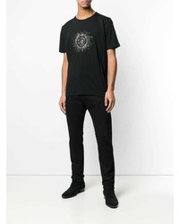 T-shirt à col rond orné noir Saint Laurent