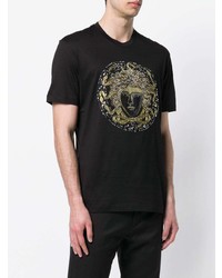 T-shirt à col rond orné noir Versace