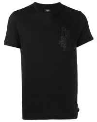 T-shirt à col rond orné noir Fendi