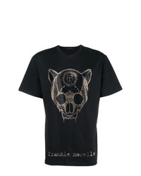T-shirt à col rond orné noir Frankie Morello
