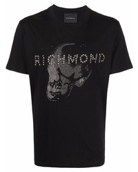 T-shirt à col rond orné noir John Richmond