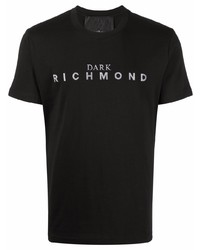 T-shirt à col rond orné noir John Richmond