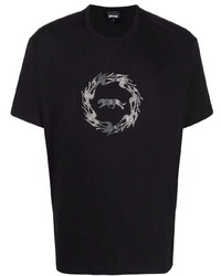 T-shirt à col rond orné noir Just Cavalli