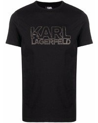 T-shirt à col rond orné noir Karl Lagerfeld