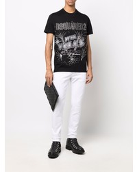 T-shirt à col rond orné noir DSQUARED2