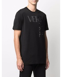 T-shirt à col rond orné noir Versace