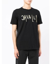T-shirt à col rond orné noir Roberto Cavalli