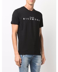 T-shirt à col rond orné noir John Richmond