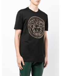 T-shirt à col rond orné noir Versace