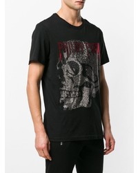 T-shirt à col rond orné noir Philipp Plein