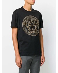 T-shirt à col rond orné noir Versace