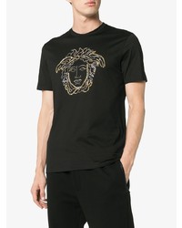 T-shirt à col rond orné noir Versace