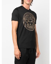 T-shirt à col rond orné noir Versace