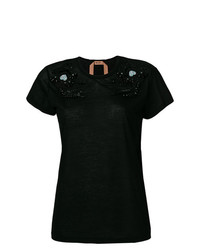 T-shirt à col rond orné noir N°21