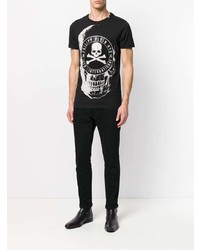 T-shirt à col rond orné noir Philipp Plein