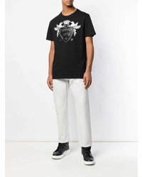 T-shirt à col rond orné noir Philipp Plein