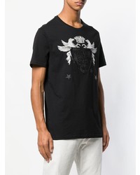 T-shirt à col rond orné noir Philipp Plein