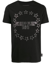 T-shirt à col rond orné noir Philipp Plein