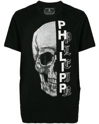 T-shirt à col rond orné noir Philipp Plein