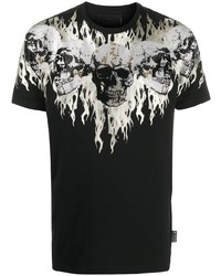 T-shirt à col rond orné noir Philipp Plein