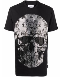 T-shirt à col rond orné noir Philipp Plein