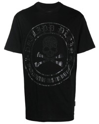 T-shirt à col rond orné noir Philipp Plein