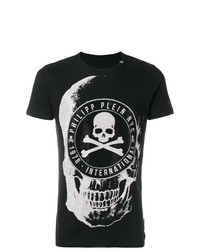 T-shirt à col rond orné noir Philipp Plein