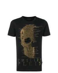 T-shirt à col rond orné noir Philipp Plein