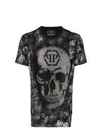 T-shirt à col rond orné noir Philipp Plein