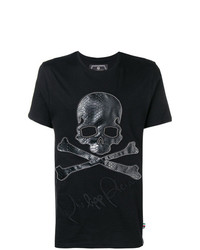 T-shirt à col rond orné noir Philipp Plein