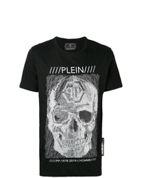 T-shirt à col rond orné noir Philipp Plein