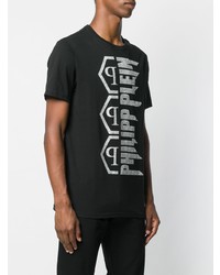 T-shirt à col rond orné noir Philipp Plein