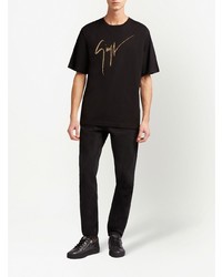 T-shirt à col rond orné noir Giuseppe Zanotti