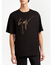 T-shirt à col rond orné noir Giuseppe Zanotti