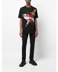 T-shirt à col rond orné noir Philipp Plein