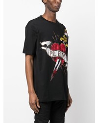 T-shirt à col rond orné noir Philipp Plein