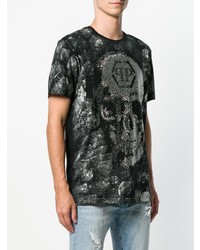 T-shirt à col rond orné noir Philipp Plein