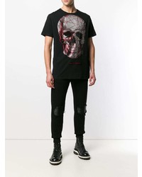 T-shirt à col rond orné noir Philipp Plein