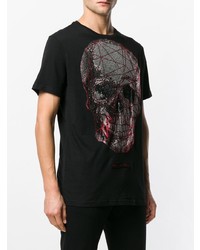 T-shirt à col rond orné noir Philipp Plein