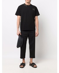 T-shirt à col rond orné noir Sacai