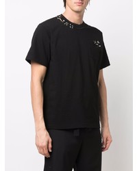 T-shirt à col rond orné noir Sacai