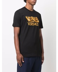 T-shirt à col rond orné noir Versace