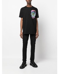 T-shirt à col rond orné noir Philipp Plein