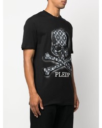 T-shirt à col rond orné noir Philipp Plein