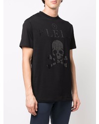 T-shirt à col rond orné noir Philipp Plein