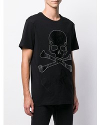 T-shirt à col rond orné noir Philipp Plein