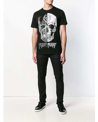 T-shirt à col rond orné noir Philipp Plein