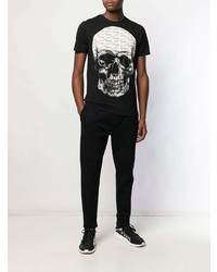 T-shirt à col rond orné noir Philipp Plein